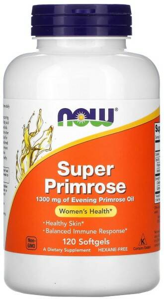 NOW Super Primrose 1300 mg, 120 капс.